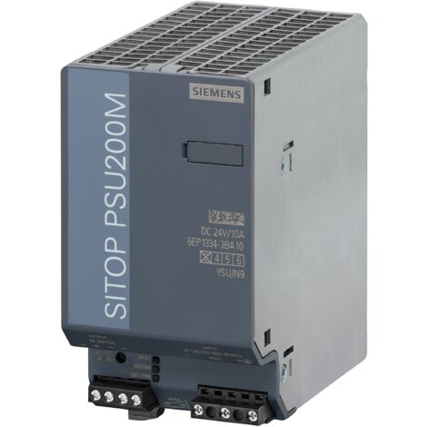 Alimentation pour rail DIN Siemens, série SITOP PSU200M, 24V c.c. 10A, 85  264V c.a., 240W ( Prix pour 1 )