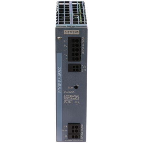 Alimentation pour rail DIN Siemens, série SITOP PSU6200, 24V c.c. 5A, 85  264V c.a., 120W ( Prix pour 1 )