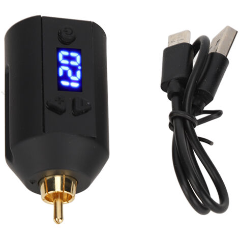 Alimentation pour Tatouage 3‑12V Sans Fil avec Interface RCA, Batterie 1500mAh, Charge par USB pour Stylo de Tatouage