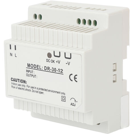Alimentation rail DIN 30W 100-240V AC/DC, transformateur 12V pour sécurité industrielle et automation