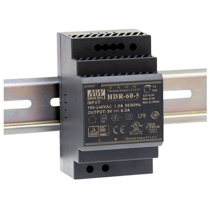 HDR-60-12 Alimentation rail din 12 v/dc 4.5 a 54 w Nbr. de sorties:1 x Contenu 1 pc(s) - Mean Well