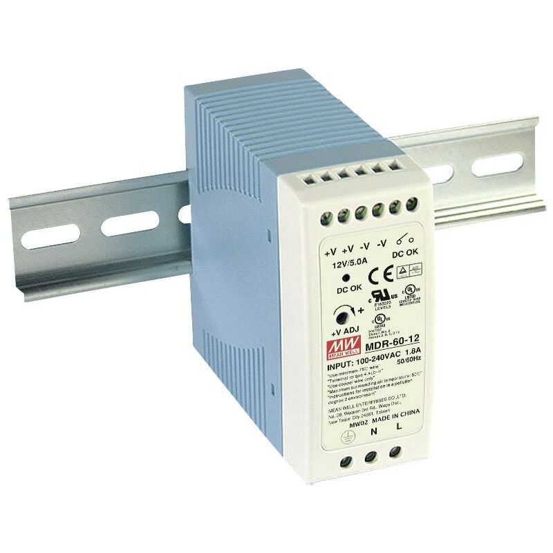 Mean Well - MDR-60-12 Alimentation rail din 12 v/dc 5 a 60 w Nbr. de sorties:1 x Contenu 1 pc(s) A042461