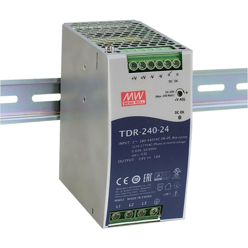 Mean Well - TDR-240-24 Alimentation rail din 24 v/dc 10 a 240 w Nbr. de sorties:1 x Contenu 1 pc(s)