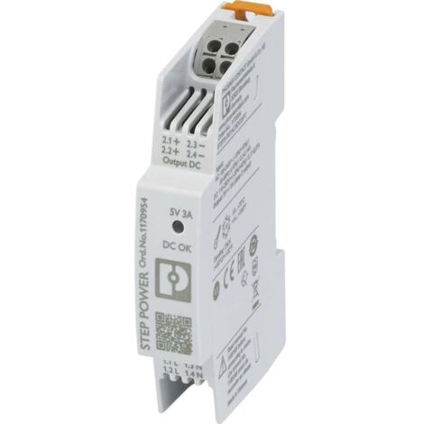 Alimentation rail DIN Phoenix Contact STEP3-PS/1AC/5DC/3/PT 1170954 5 V/DC 3 A 15 W 1 1 pc(s)