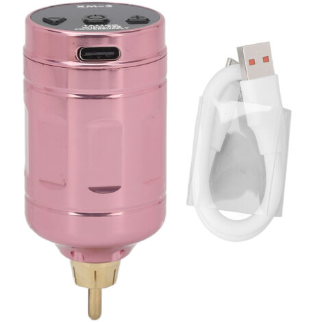 Alimentation sans fil pour machine à tatouage 2000mAh, écran LCD numérique, rechargeable 4‑12V, batterie RCA réglable rose