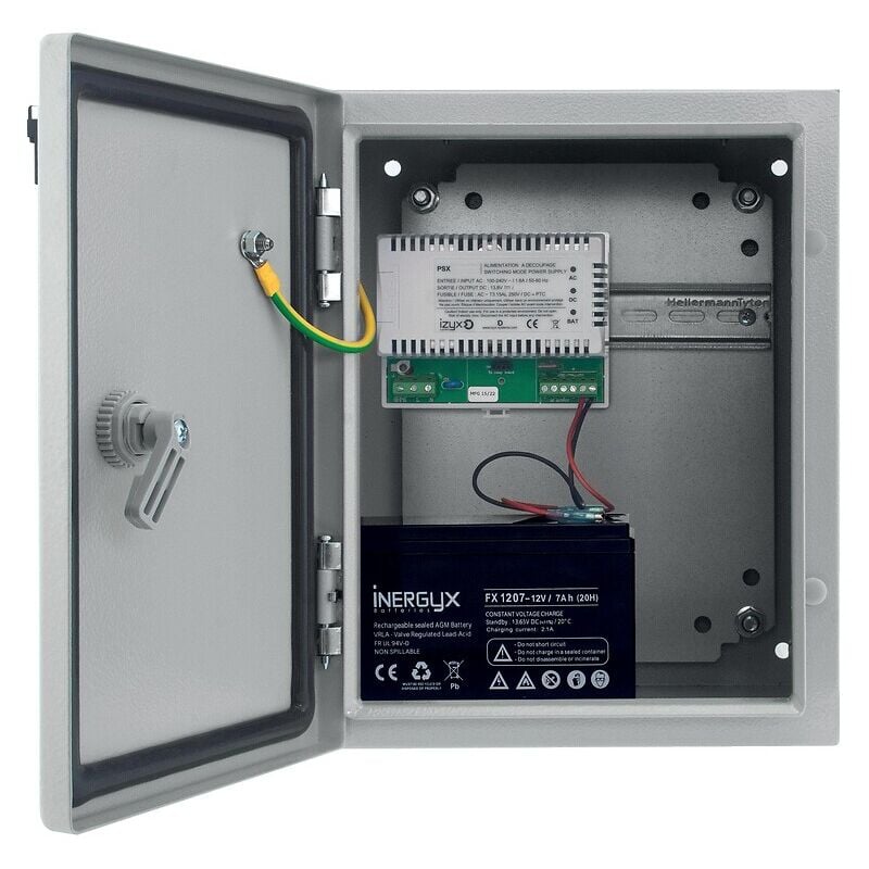 Alimentation secourable étanche ip 66 en coffret métal type psw 230V ac / 12V dc en 2,6A Izyx