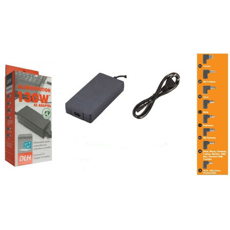 Alimentation secteur 130W universelle Notebook 21''  DY-AI1591N pour Ordinateur portable ACER, ALIENWARE, APPLE, ASUS, DELL, EMACHINES, FUJITSU, GIGABYTE, HITACHI, HP COMPAQ, LENOVO, MEDION, MITAC, MS