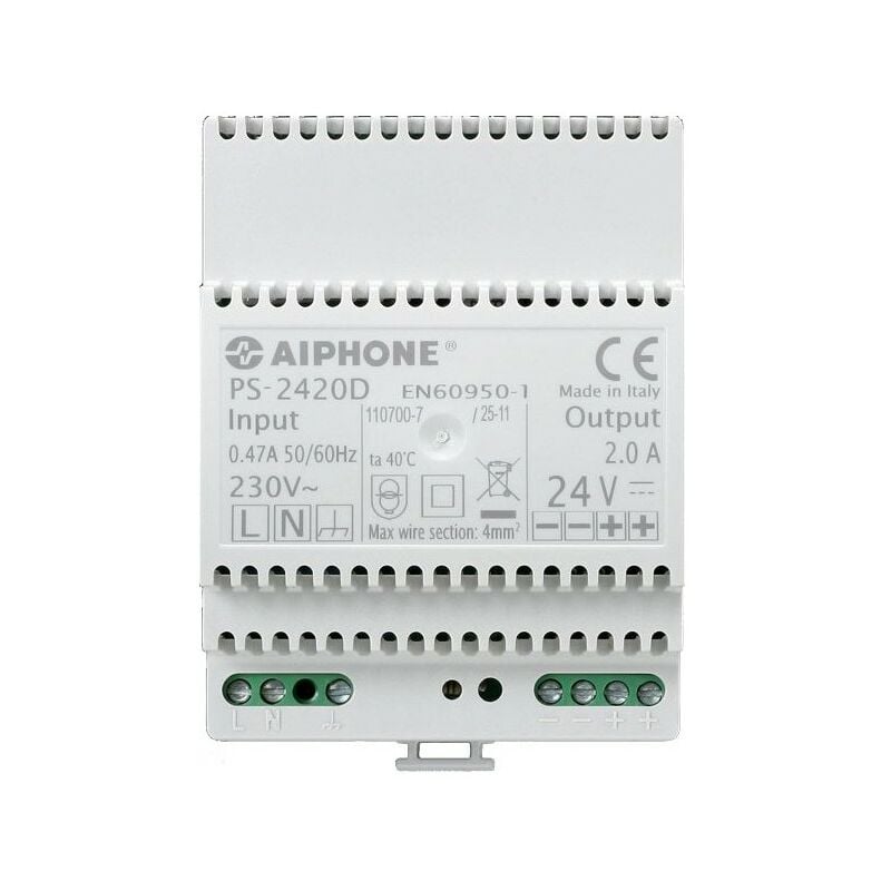 Aiphone - Alimentation secteur 230 / 24 vcc 2A, fixation din et à vis, 4 modules