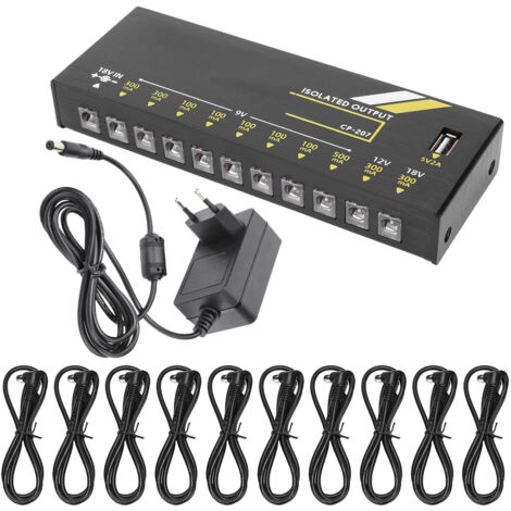 Alimentation Secteur Guitare 10 Sorties Pedale Effet Métal Accessoire Instrument 18WEU 100‑240V