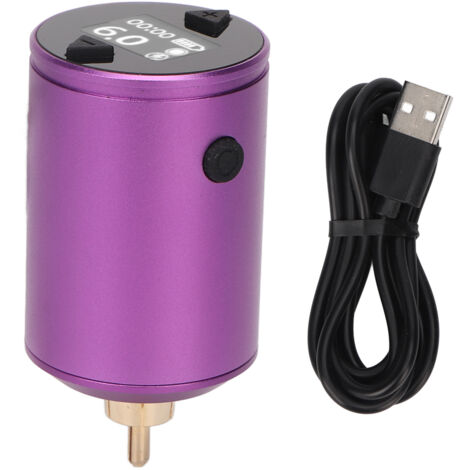 Alimentation Tatouage Sans Fil 1500mAh avec Écran LCD, Interface RCA, Pile Rechargeable 4‑12V Ajustable pour Stylo Tatouage