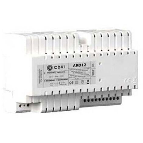 Alimentation transformateur 12V DC ARD12 – Bloc d'alimentation pour ventouses sur rail DIN – Fusibles automatiques – Installation murale – Cdvi
