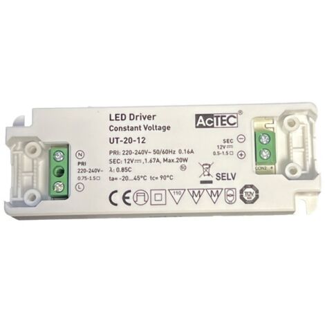 Alimentation Transformateur Ultra Fin 20W 12V 1,67A Tension Constante 103X36X16 mm