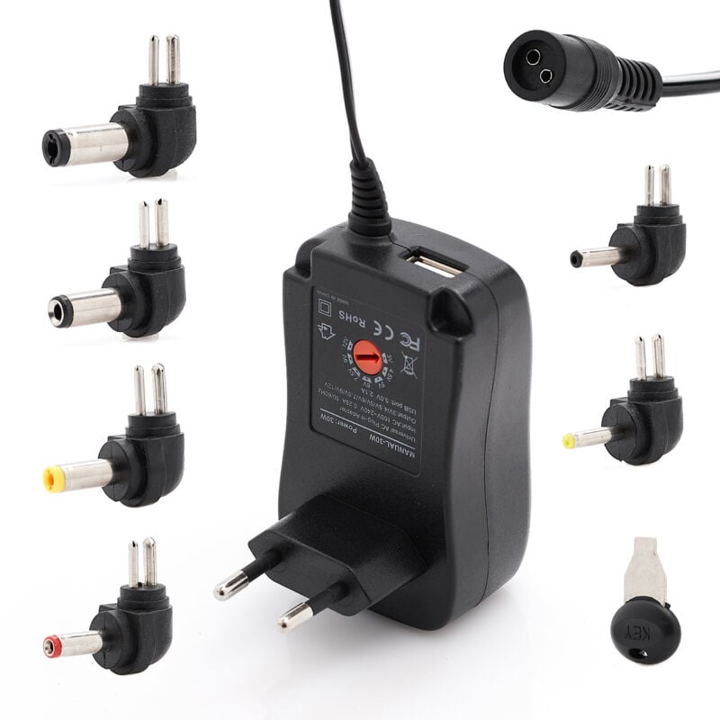 Alimentation universelle avec tension de sortie réglable 3V 4,5V 5V 6V 7,5V 9V 12V et bornes interchangeables