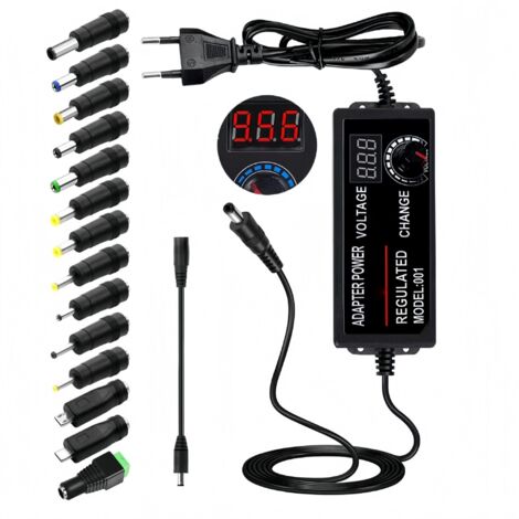 Alimentation universelle réglable 3-24V, 3A, affichage de tension numérique LED & 14 connecteurs, câble de convertisseur de polarité, AC DC, utilisé pour la plupart des appareils électroniques domesti