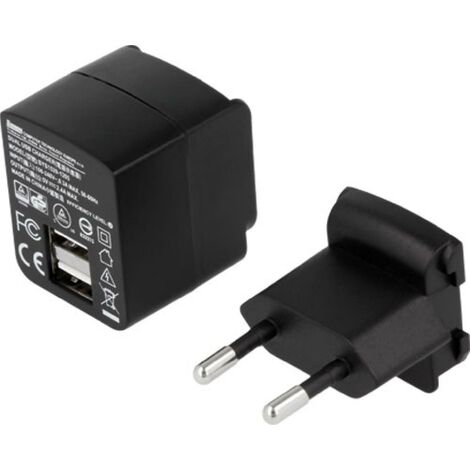Alimentation USB double - 5VDC - 2.4A - 12W - Prise EU changeable