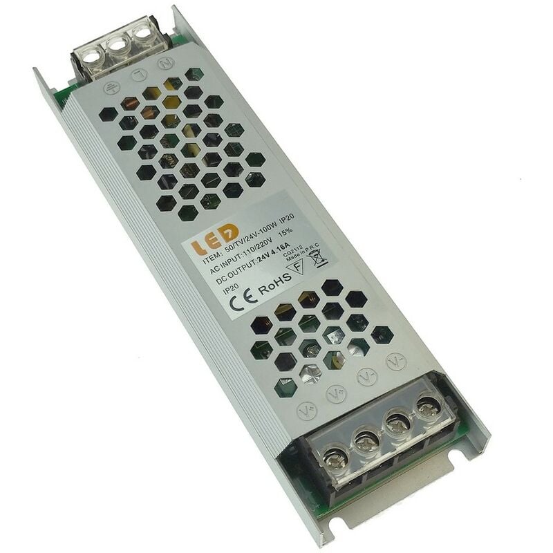 Alimentation/Driver Slim pour Ruban led DC24V 100W 4.16A, transformateur stabilisé Non-Étanche IP20 Digilamp