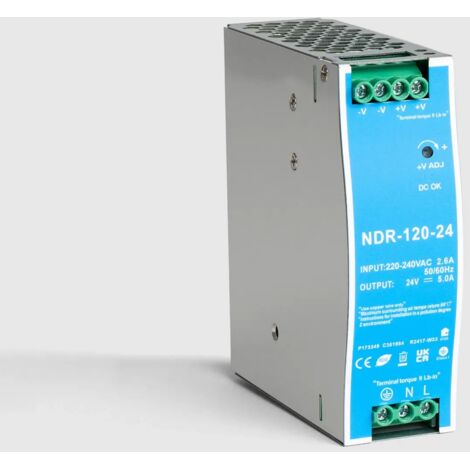 Alimentatore 24V DC per guida DIN 120 W