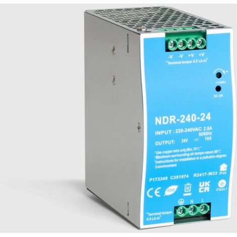 Alimentatore 24V DC per guida DIN 240 W
