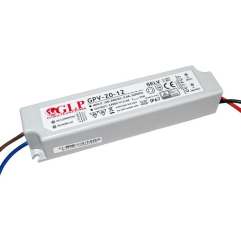 Alimentatore a tenuta stagna 12V DC - 20W - IP67 - GLP
