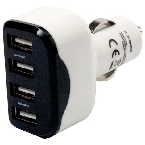 Alimentatore con spina accendisigari 12V/24V a 5V 4,8A con 4 uscite USB 2.0 tipo A - Victory