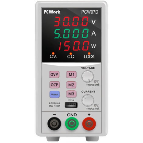 Alimentatore digitale da laboratorio 0-50vdc 0-6amp Pcwork Pcw07d