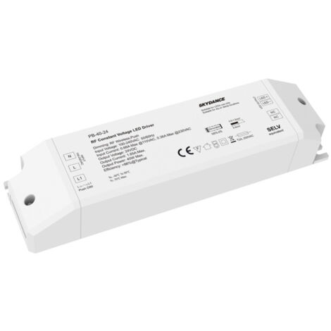 Alimentatore Dimmerabile CV 24V 40W Con Pulsante N.O. e Telecomando RF 2.4G Per Striscia Led 24V PB-40-24