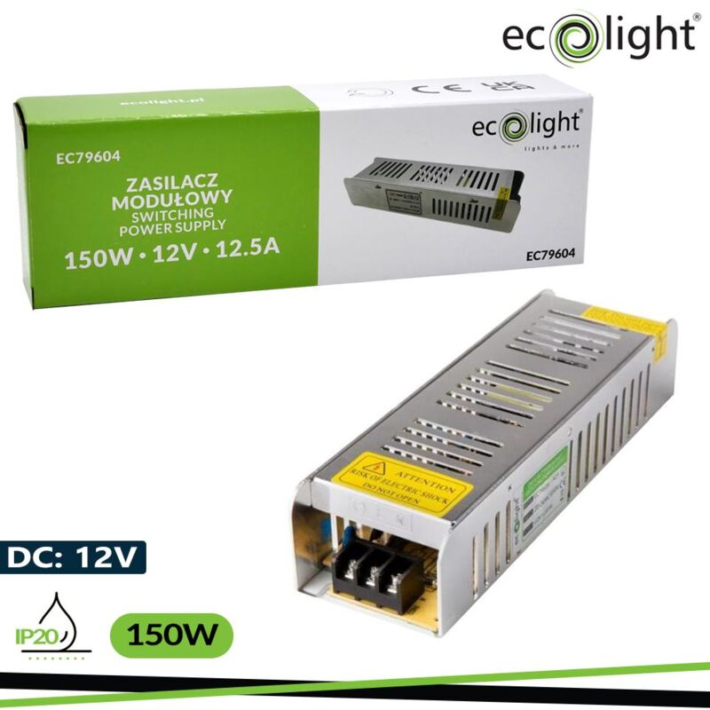 Image of Eco Light - alimentatore led 150W 12V 12.5A IP20 slim 200X60X40