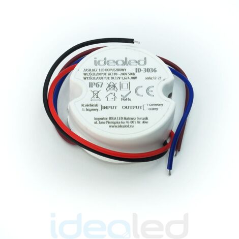 Alimentatore LED da incasso 12V DC 20W IP67 IdeaLED ID-3036