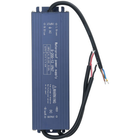 Alimentatore LED impermeabile IP67, trasformatore da 180-240 V CA a 12 V CC, 200 W, tensione di uscita costante, per strisce LED, insegne luminose da esterno e segnaletica.