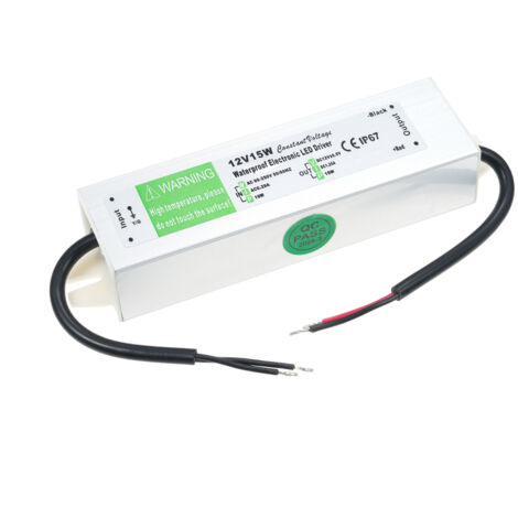 Alimentatore LED impermeabile IP67, trasformatore da 90-250 V CA a 12 V CC, 15 W, bassa tensione, per strisce LED, insegne luminose da esterno, segnaletica.