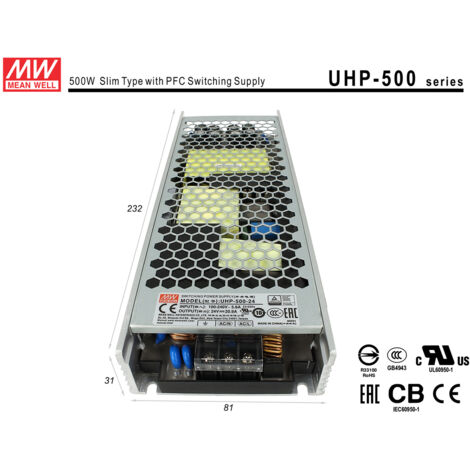 Alimentatore MW MEAN WELL CV 24V 500W 20,9A Senza Ventola UHP-500-24 Trasformatore Da AC 220V A DC 24V Per Luci Led Interno