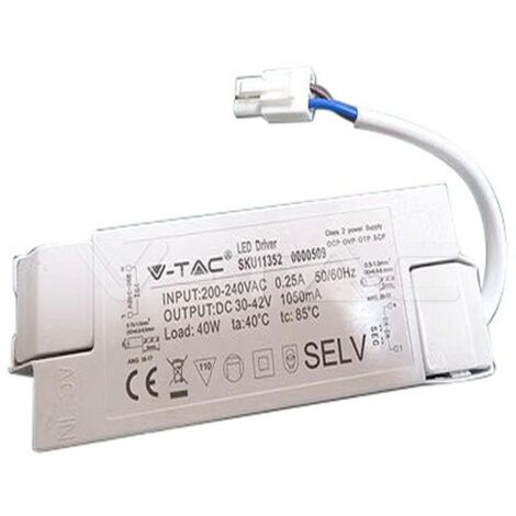 Alimentatore per pannelli led 40w - ac:200-240v - 1050 ma (ip20)