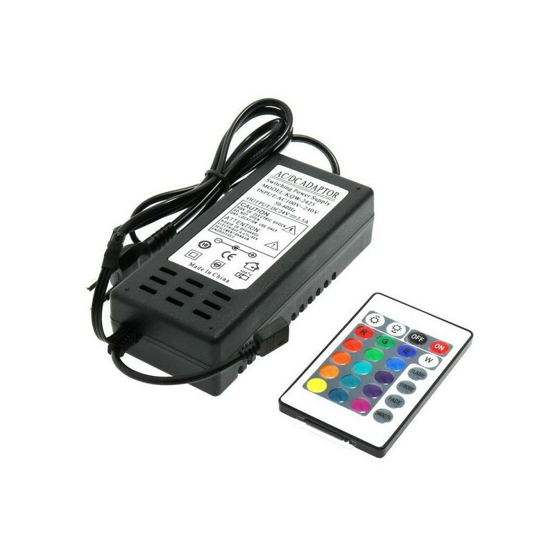Image of Alimentatore per striscia led rgb 60W 24V dc 5A Trasformatore Plug&,Play IP20 con telecomando