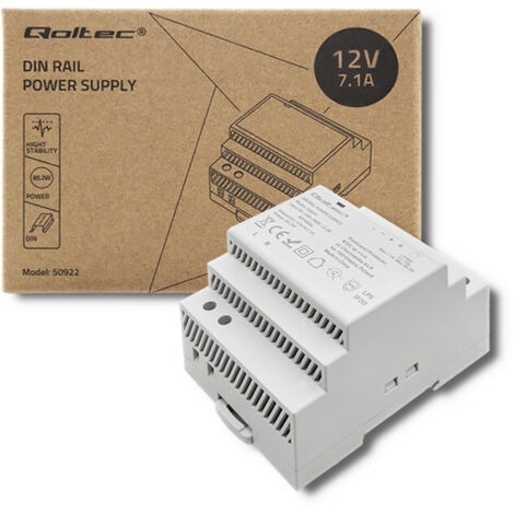 Alimentatore Qoltec per guida DIN  85,2 W  12 V  7,1 A  Grigio