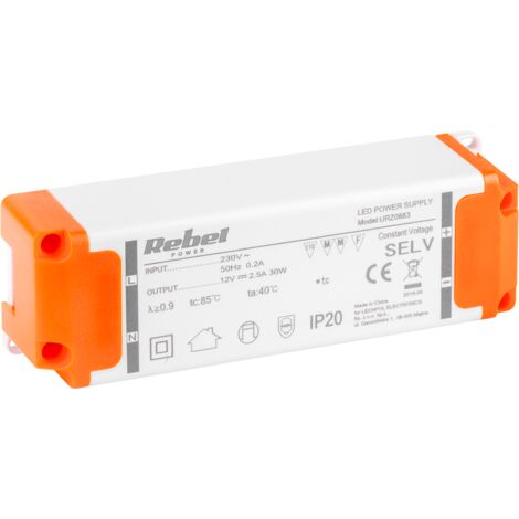 Alimentatore Rebel 12V 2.5A 30W per strisce LED