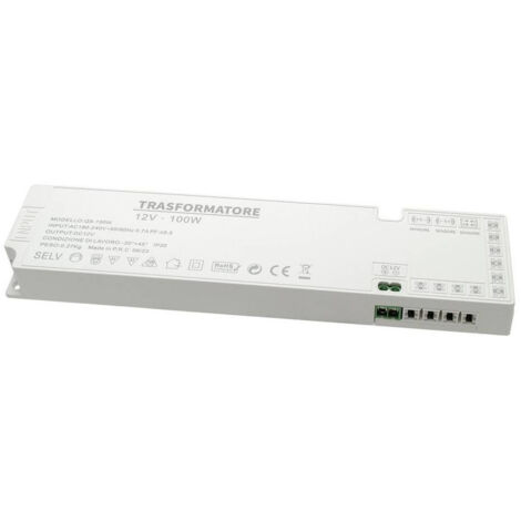 Alimentatore Slim 100 Watt Trasformatore Corrente 12v Strisce Luci Led Qs-100w
