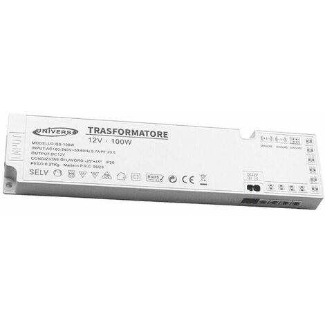 Alimentatore Slim Trasformatore Da 230v A 12v 100 W X Striscia Led Sensori Luci