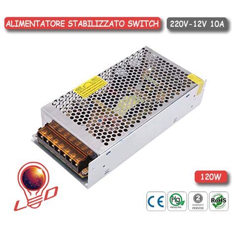 Gasiashop - AL12-20A - ALIMENTATORE METALLICO STABILIZZATO SWITCHING CON  TRIMMER 220V-12V 20A 240 WATT PER ILLUMINAZIONE E SISTEMI DI  VIDEOSORVEGLIANZA CCTV