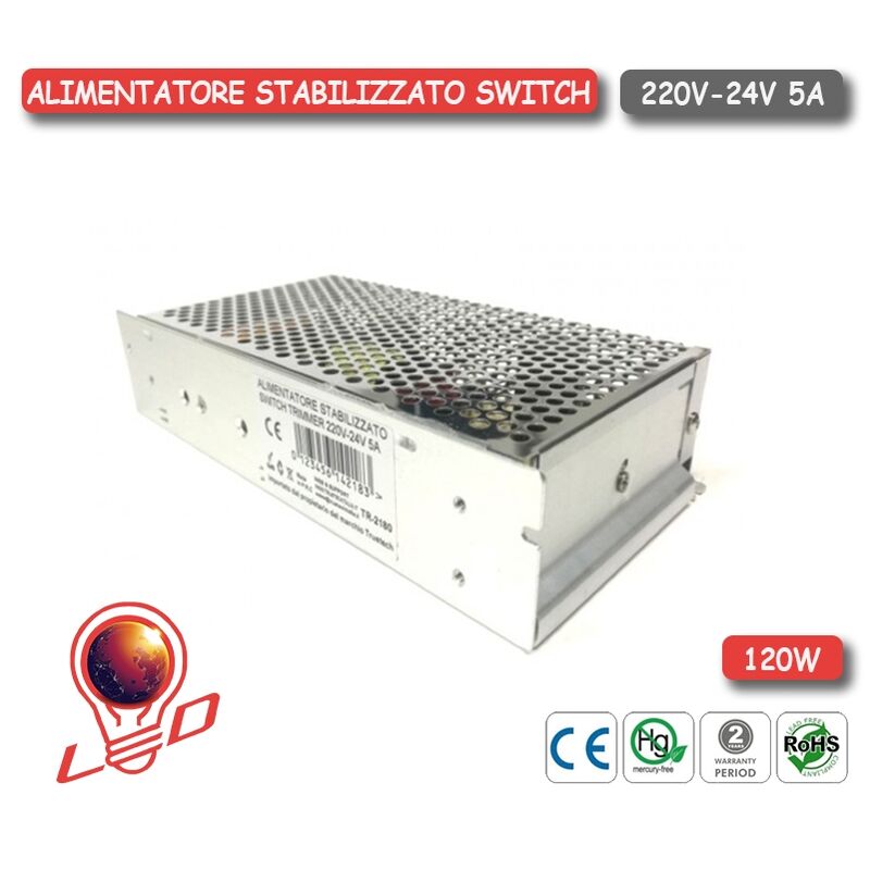 Image of Alimentatore Stabilizzato Dissipato 220V/24V 5A 120w Strip Strisce led