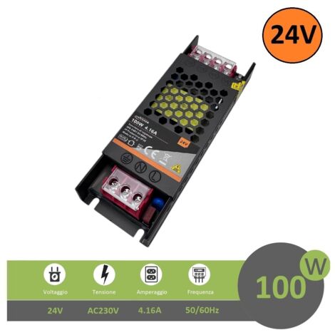 Alimentatore stabilizzato ultrasottile 24v 4.16A 100W trasformatore professionale slim