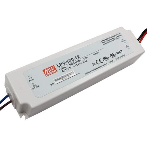 Alimentatore Switching 102W 12Vdc 8.5A Singola Uscita LPV-100-12 IP67 MEANWELL
