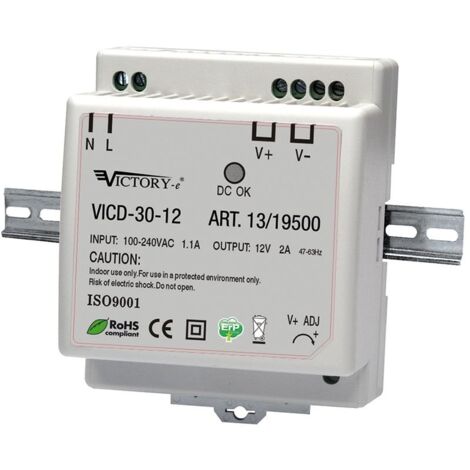 Alimentatore switching 12Vdc 4,5A 60W, guida din TS-35/7.5 e TS-35/15 - Victory VICD-60-12