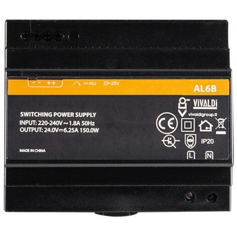 Alimentatore switching guida DIN uscita 24Vdc 6.25A Vivaldi AL6B