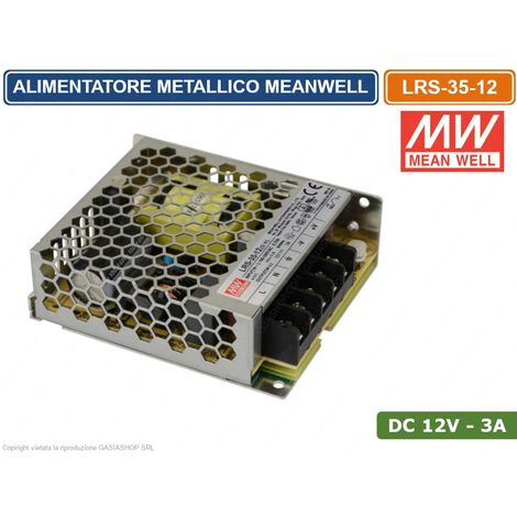 ALIMENTATORE SWITCHING METALLICO MEANWELL LRS-35-12 DC12V 3A 36W SINGOLA USCITA