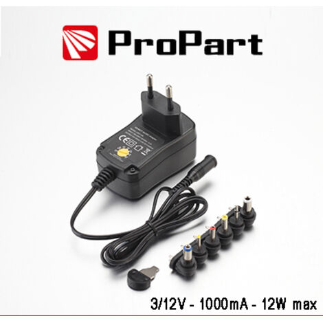 Alimentatore Switching Multitensione 3-12V 1000mA 12W max