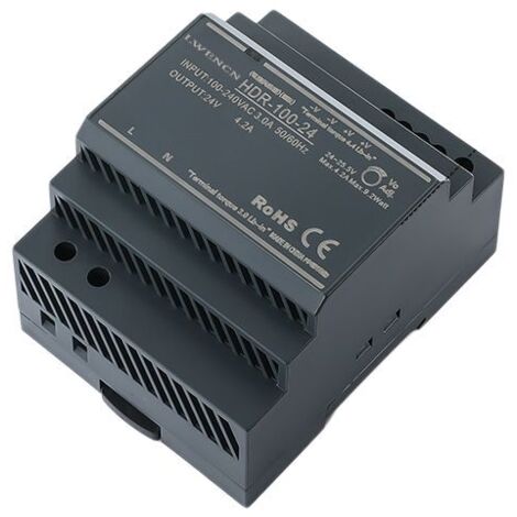 Alimentatore switching per guida DIN HDR, Alimentatore per guida DIN ultrasottile/4SU HDR-100-24, 24 V 4,16 A 100 W