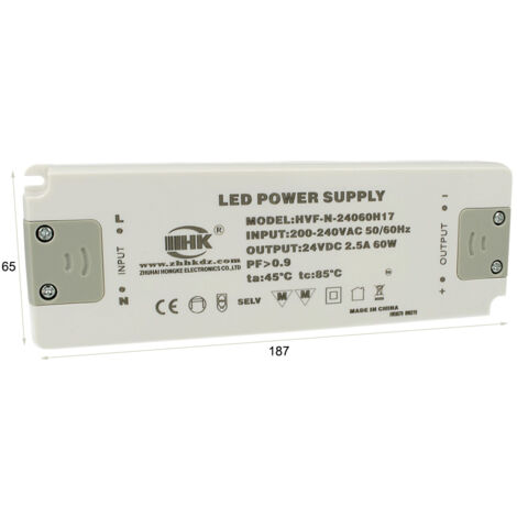 Alimentatore Trasformatore CV 60W 24V 2,5A Super Slim Solo 22mm Spessore