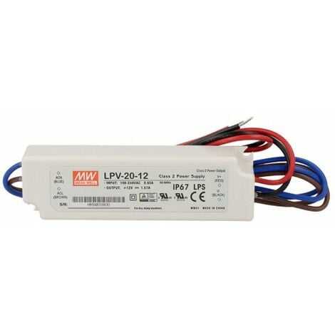 Alimentatore Trasformatore CV MeanWell LPV-20-12 Impermeabile IP67 12V 20W  1,67A Input 220V e 110V