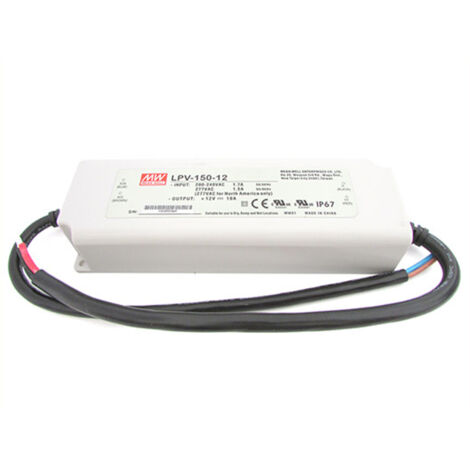 Alimentatore Trasformatore CV MW MEAN WELL Impermeabile IP67 12V 120W 10A LPV-150-12 Input 220V e 110V Input 220V e 110V