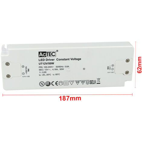 Alimentatore Trasformatore CV Slim 12V 50W 4,16A Voltaggio Costante 187x62x22mm